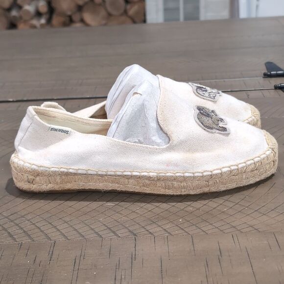 Saludos Beaded Elephant Cream Espadrilles Slip On Shoes Sz 8 - Picture 3 of 10